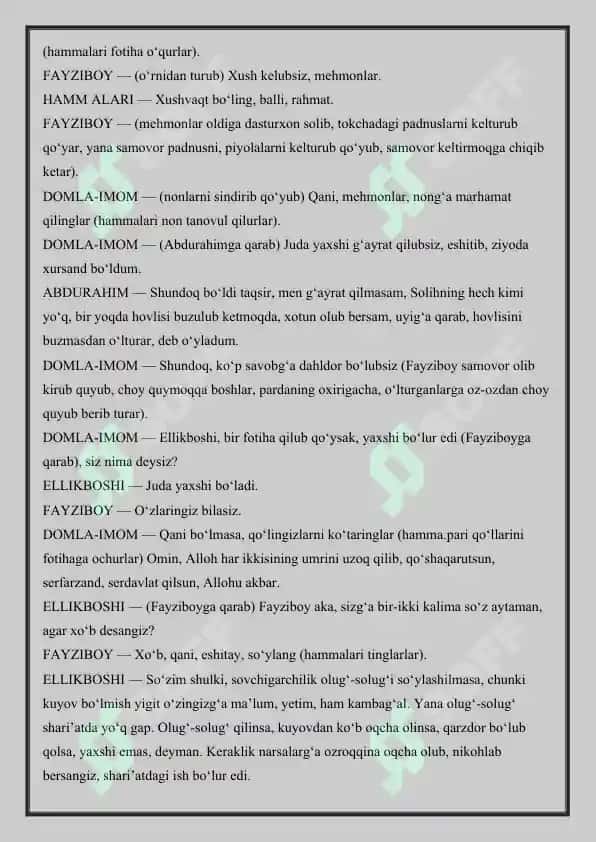 Abdulla Qodiriyning “Baxtsiz kuyov” dramasi yangi 7