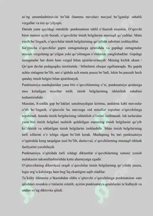 Punktuatsiya o’qitish masalalari 3