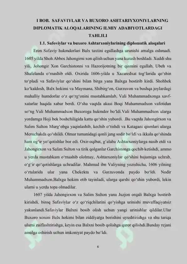 SAFAVIYLAR VA BUXORO ASHTARXONIYLARINING DIPLOMATIK ALOQALARI 6