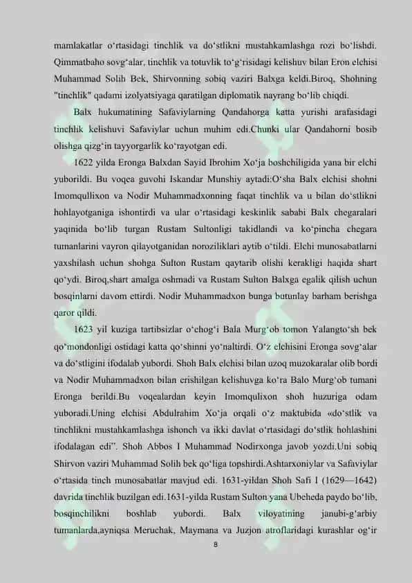 SAFAVIYLAR VA BUXORO ASHTARXONIYLARINING DIPLOMATIK ALOQALARI 8