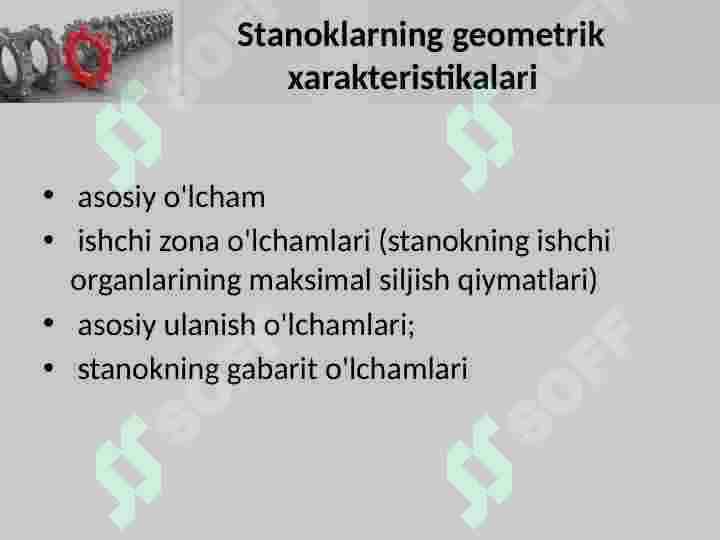 Stanoklarning texnik xarakteristikalari 4