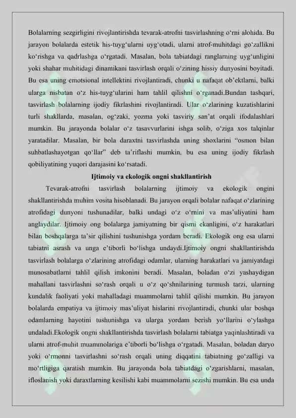 Tevarak-atrofni tasvirlash asosida bolalarning tasviriy faoliyati 4