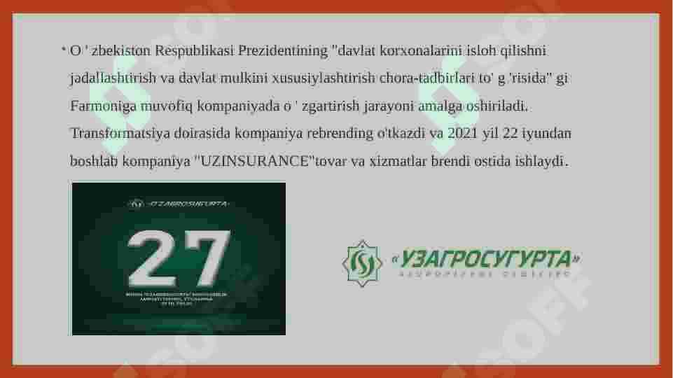 “O’zagrosug`urta “ kompaniyasi. 3