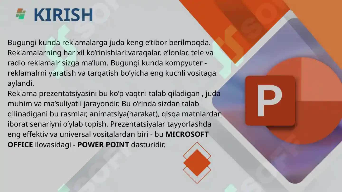 Power Pointda chizmalar yaratish 2