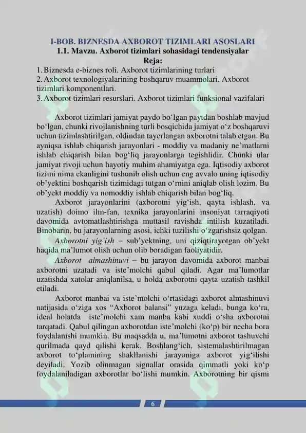 Axborot Tizimlari (O‘quv qo‘llanma) 6