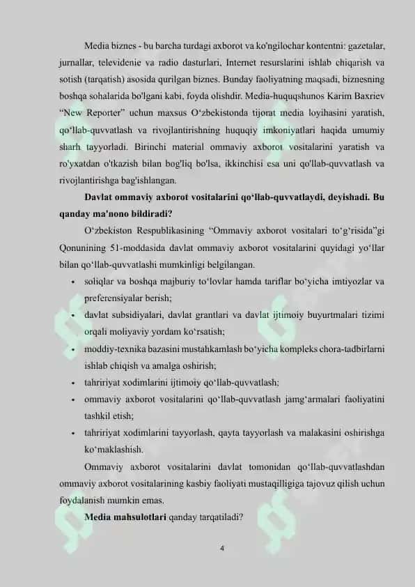 MEDIABIZNESDA INQIROZGA QARSHI CHORALAR 4