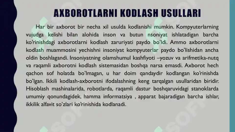Axborotni Kodlash Usullari 6