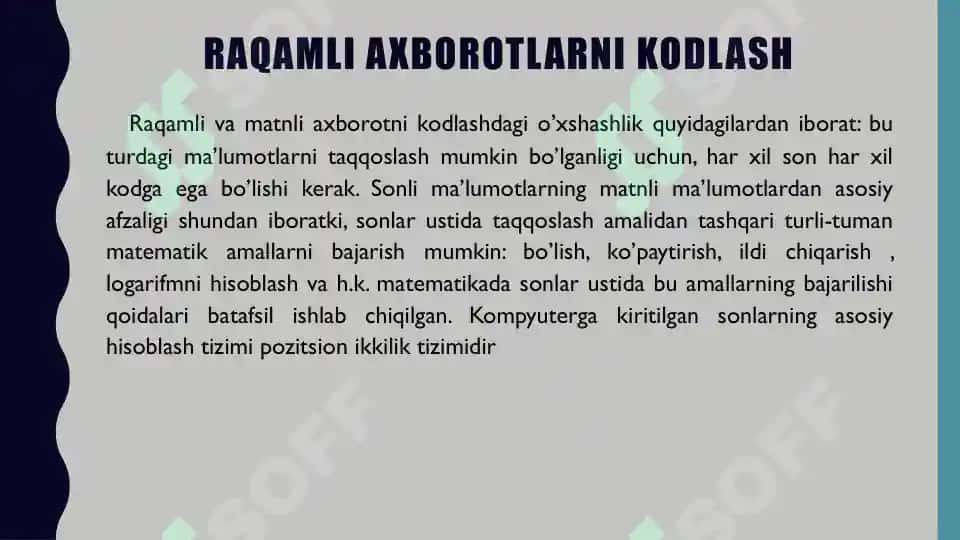 Axborotni Kodlash Usullari 8