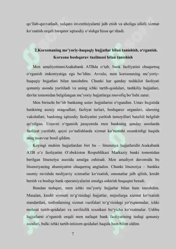 Asabank amaliyot hisoboti          ASAKABANK  Malakaviy Amaliyot Hisoboti   MALAKAVIY AMALIYOT (BITIRUV OLDI) KUNDALIK HISOBOT ASAKABANK AMALIYOT HISOBOTI 7