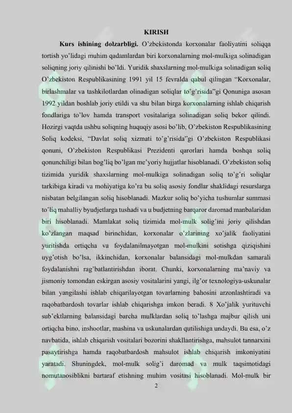 Yuridik shaxslardan olinadigan mol-mulk solig'i va uning uning o'ziga xos xususiyatlari 2