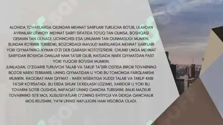 Narxning mohiyati va shakllanish xususiyatlari 4