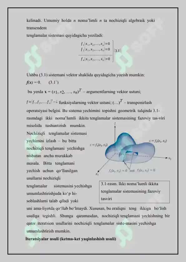 Chiziqsiz tenglamalar sistemasini yechish usullari. Nyuton usullari 4
