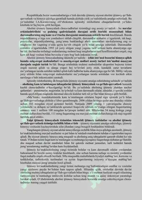 O’zbekiston Respublikasidagi ijtimoiy uzgarishlar 2