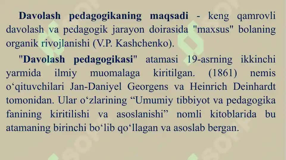 Davolash pedagogikasi fan va fan sifatida. Davolash pedagogikasining konseptual apparati 8