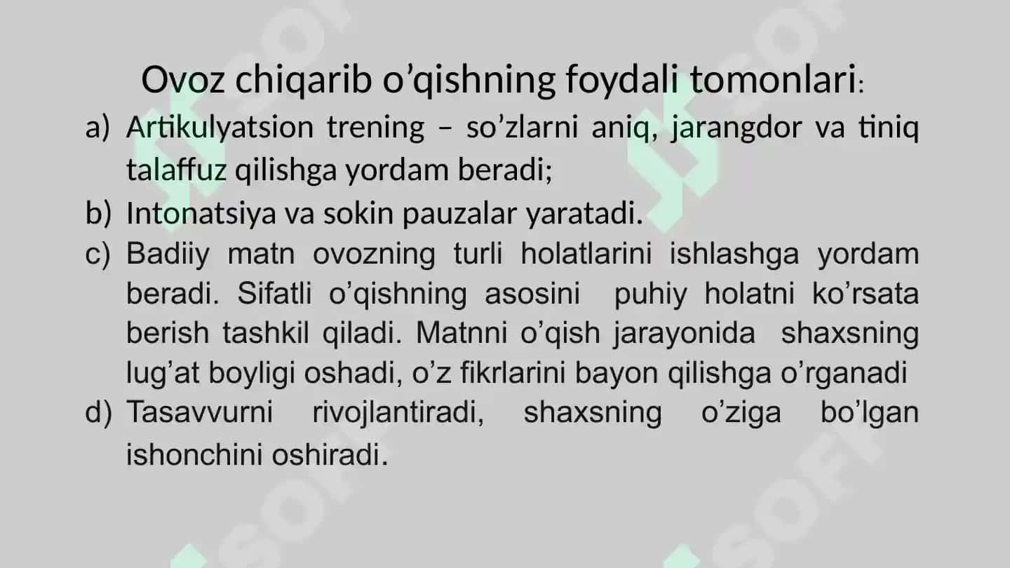 Ovoz chiqarib o'qish 2