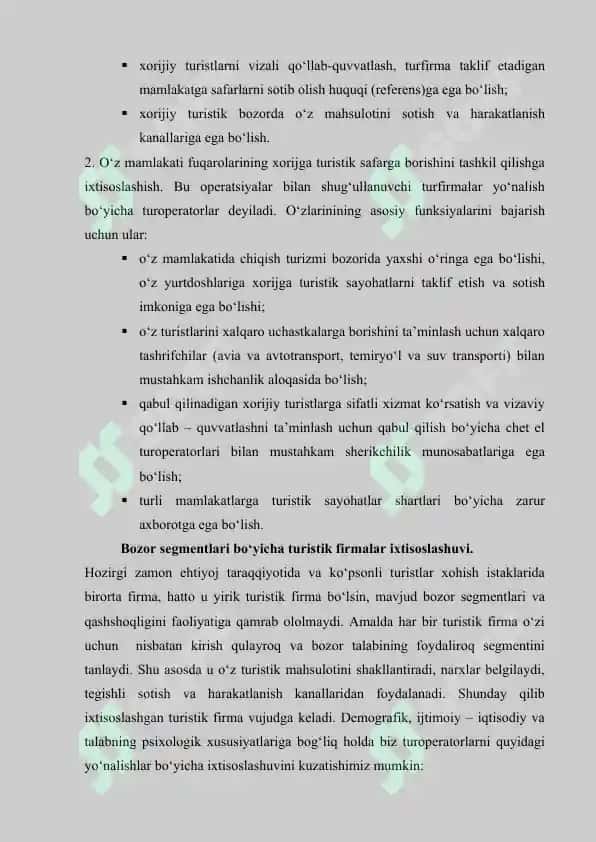 Xalqaro turizmda turistik sayohatlarni tashkil etish 4