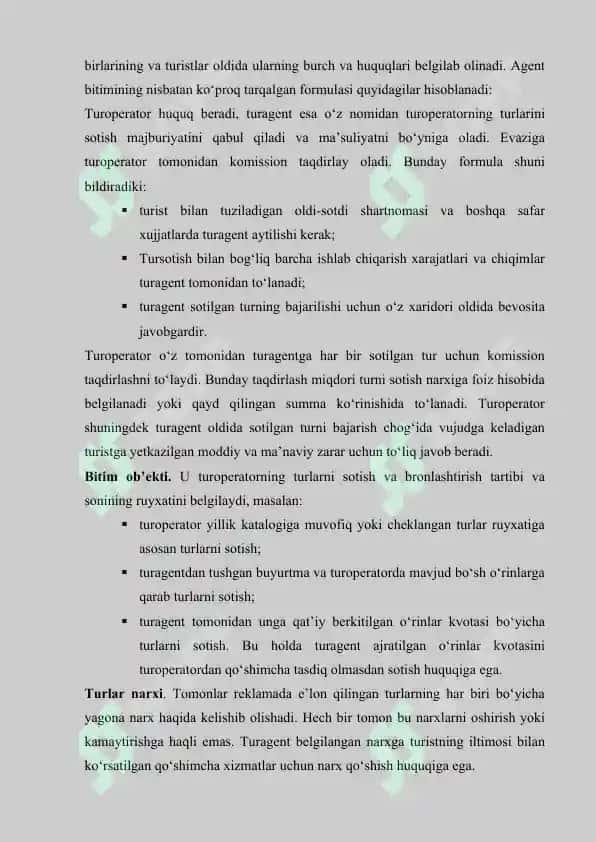 Xalqaro turizmda turistik sayohatlarni tashkil etish 6