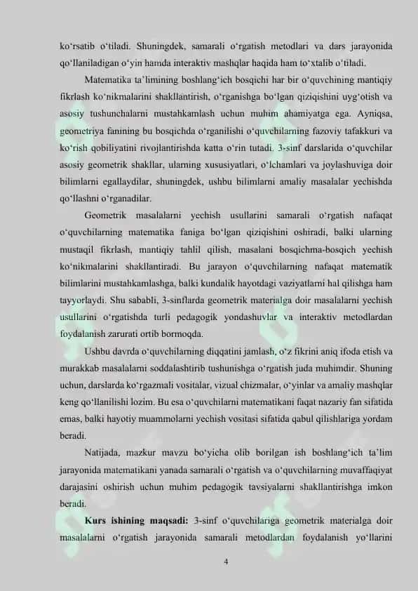 3-sinflarda geometrik materialga doir masalalar yechish usullari 4