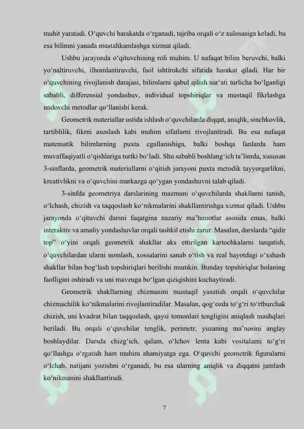 3-sinflarda geometrik materialga doir masalalar yechish usullari 7