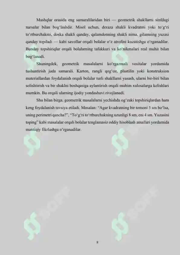 3-sinflarda geometrik materialga doir masalalar yechish usullari 8