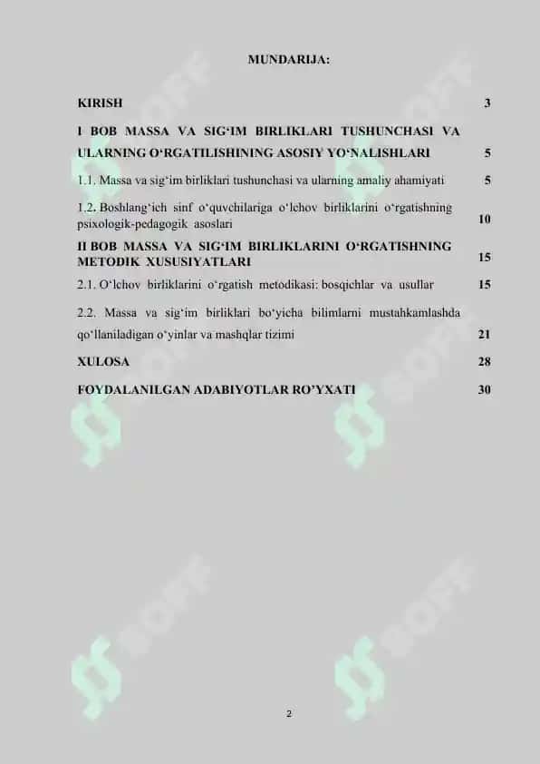 Massasig’im o’lchov birliklarini o’rgatish metodikasi 2