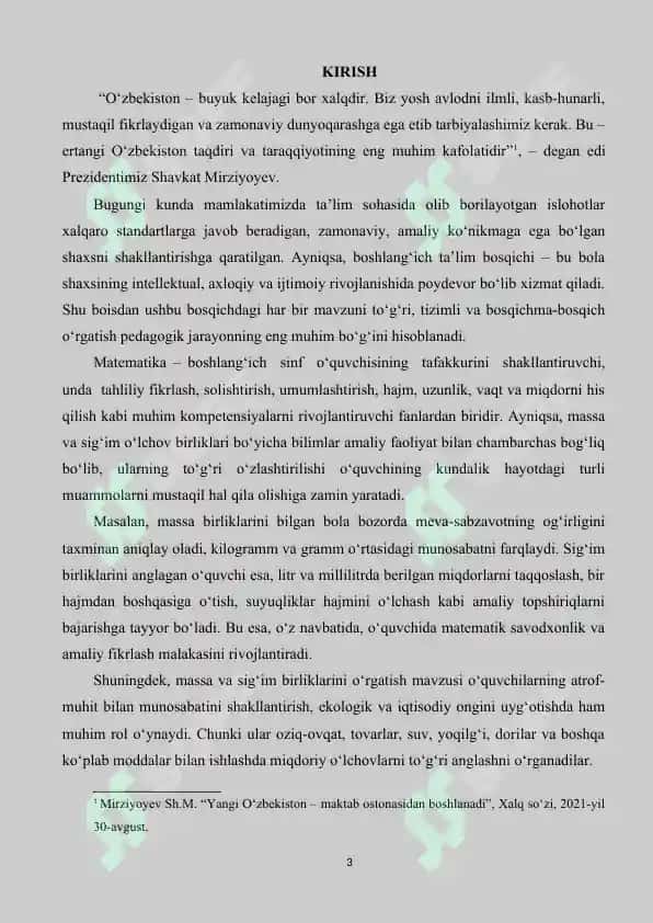 Massasig’im o’lchov birliklarini o’rgatish metodikasi 3