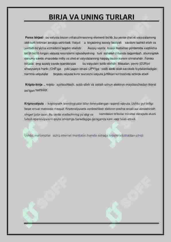 Birja va uning turlari. 1-dars.Treyding.Forex.Spot. 2