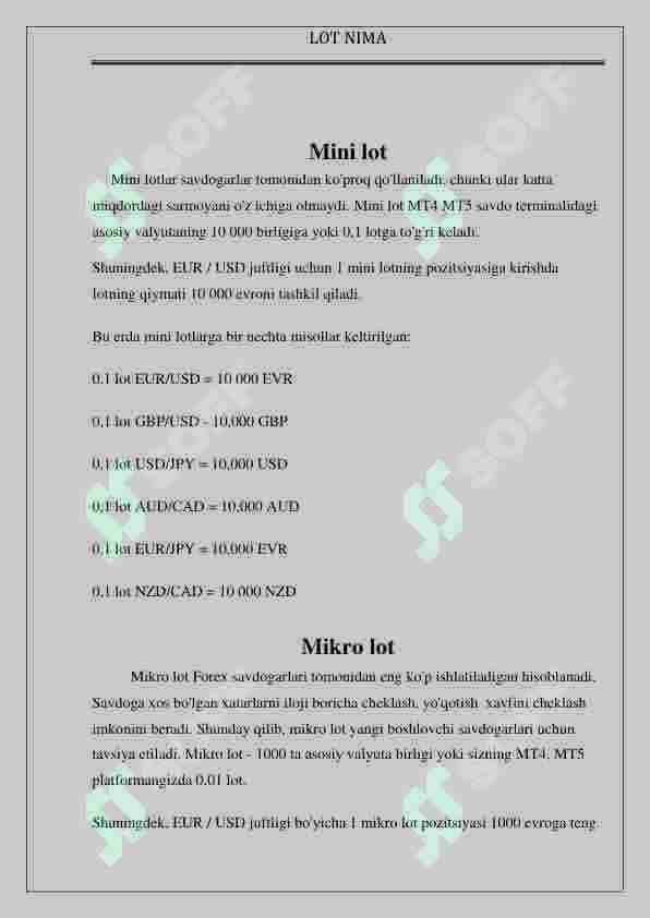 Lot nima? 4-dars.Forex 4
