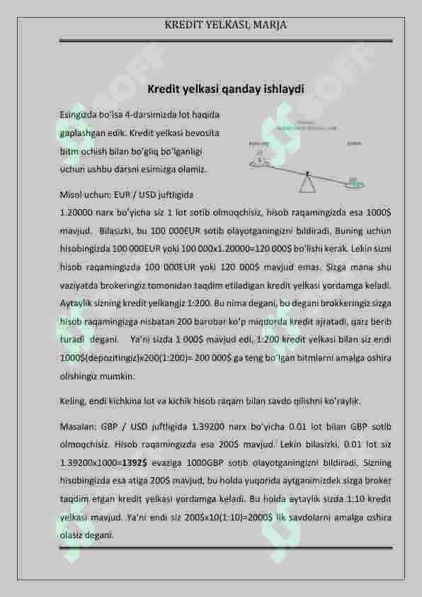 Kredit yelka, marja. 6-dars.Forex. 2