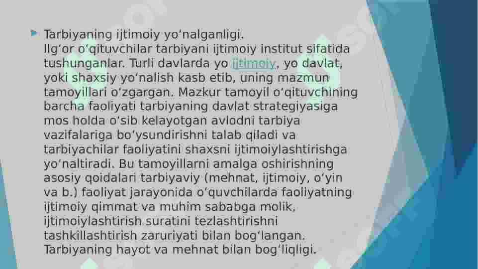 TARBIYA SAN`ATI VA TEXNOLOGIYASI 8