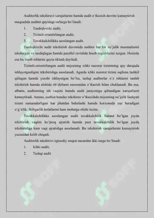 Audit turlari va funksional tasnifi 2
