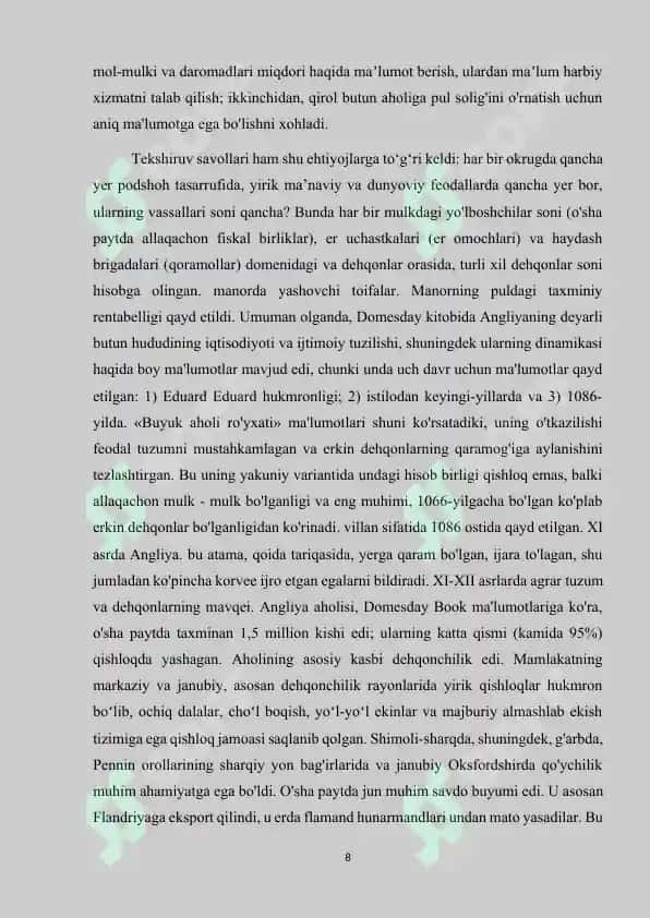 Angliyaning XI-XIV asrlarda siyosiy va ijtimoiy tarixi 8