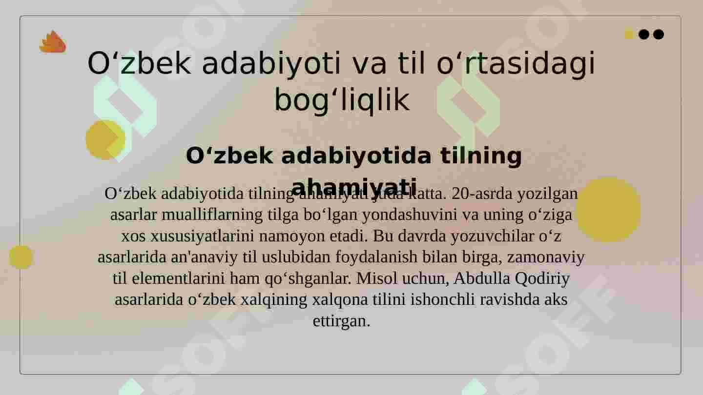 XX asr ozbek adabiyotining  til xususiyatlari 3