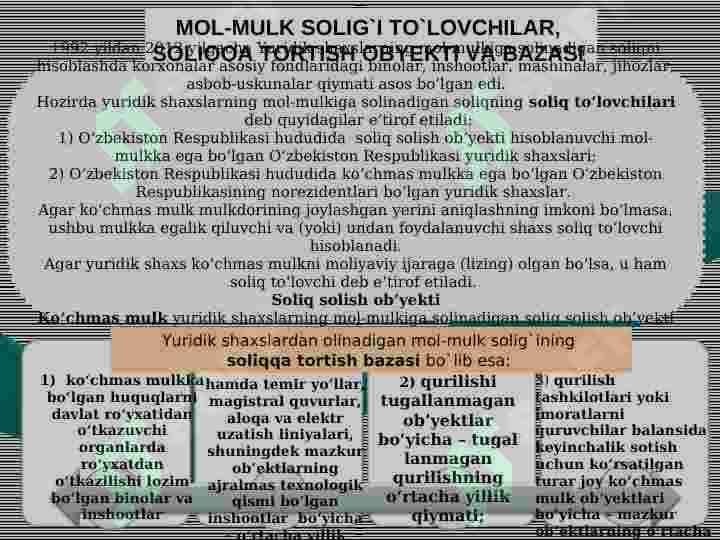 Yuridik va jismoniy shaxslardan olinadigan Mol-mulk solig'i 4