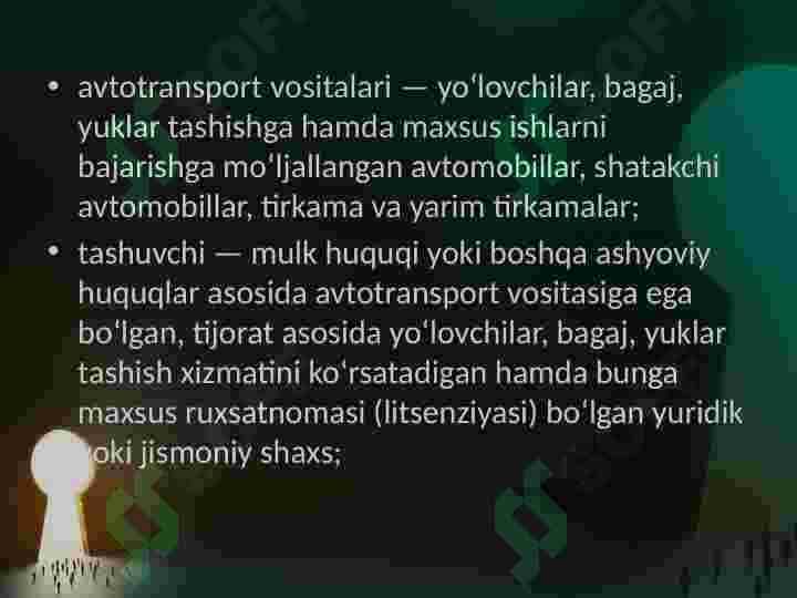 O‘ZBEKISTON RESPUBLIKASINING AVTOMOBIL TRANSPORTI TO‘G‘RISIDA QONUNI 3