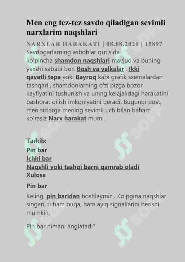 Eng ko'p savdo qilinadigan naqishlar. Treyding.
