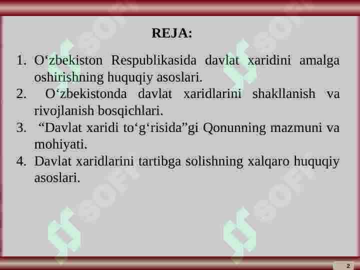 DAVLAT XARIDINI TASHKIL ETISHNING HUQUQIY ASOSLARI 2