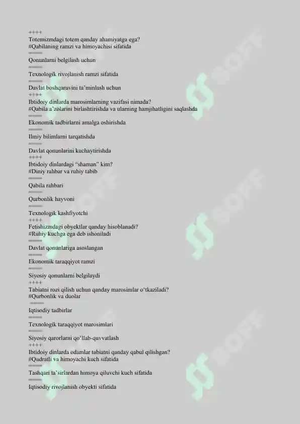 Dinshunoslik fanidan 200 talik yakuniy testlar 7