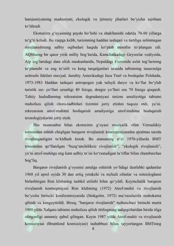Ekologik turizm turlari 8