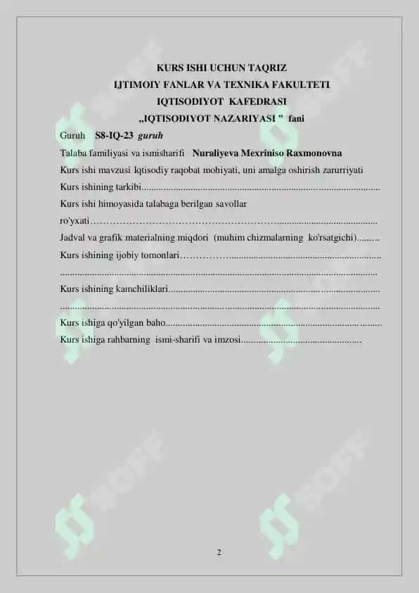 IQTISODIYOT NAZARIYASI KURSI 2