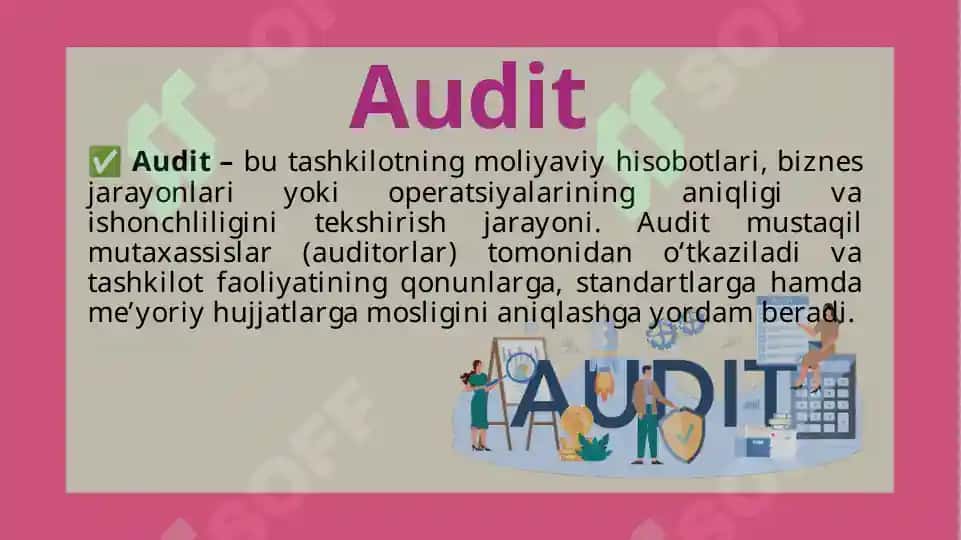 Audit turlari, tamoyillari va usullari 2