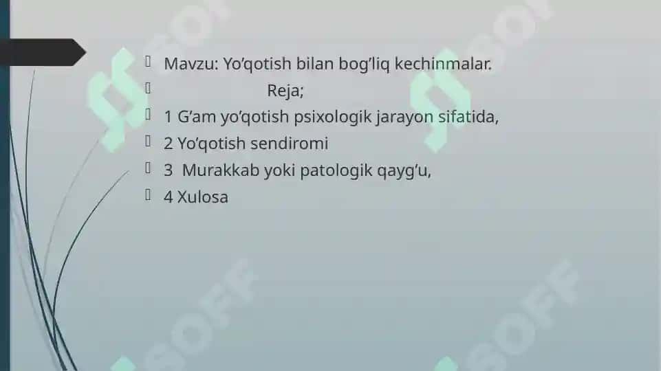 Yo’qotish bilan bog’liq kechinmalar 2