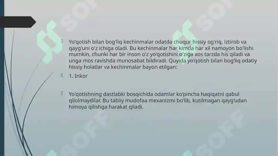 Yo’qotish bilan bog’liq kechinmalar 3