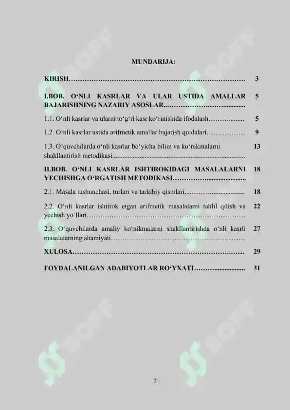 O‘nli kasrlar ustida arifmetik amallar 2