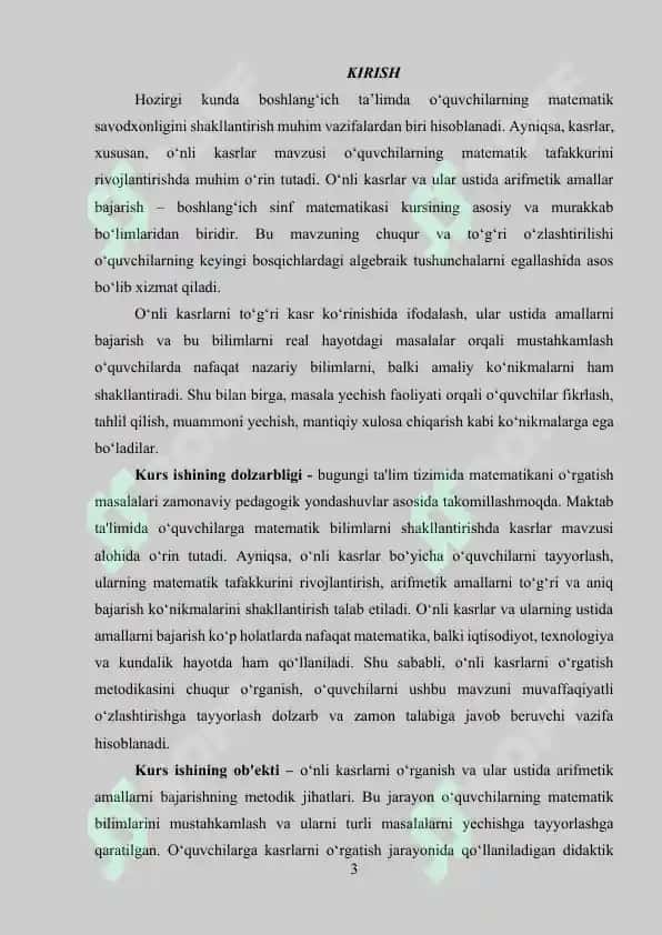 O‘nli kasrlar ustida arifmetik amallar 3