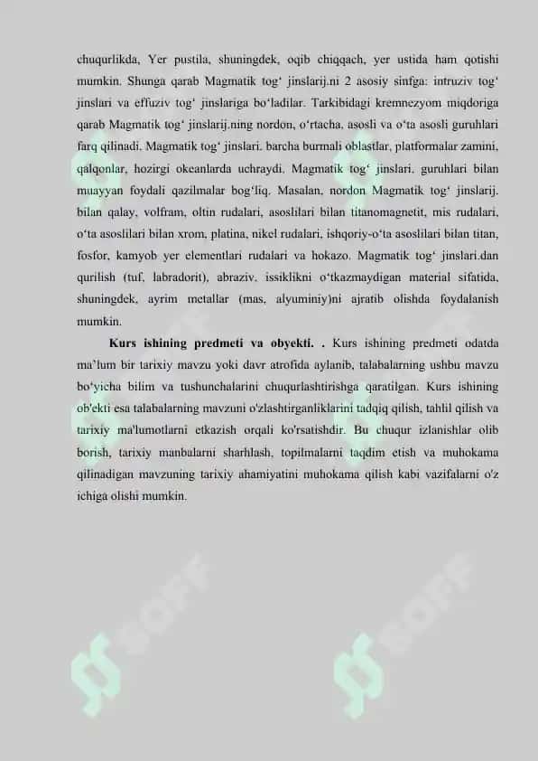 GEOLOGIYADA TOG` JINSLARINING PAYDO BO’LISHI BO’YICHA TASNIFI 3