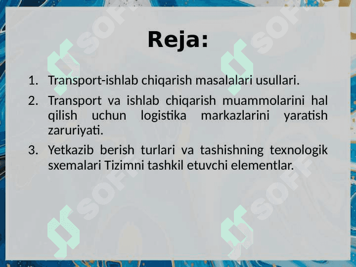 TRANSPORT KOMPANIYASIDA ZAHIRALARNI BOSHQARISH 2