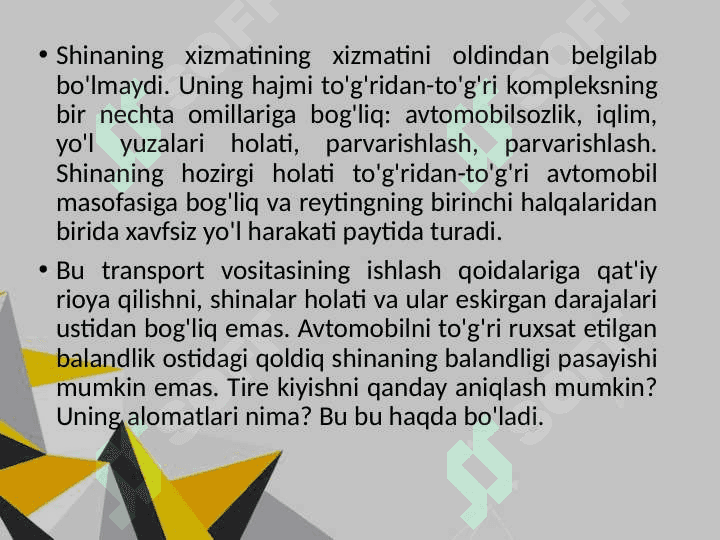 Transport oqimi shovqini darajasi gaz ta'sir etuvchi omillar 2