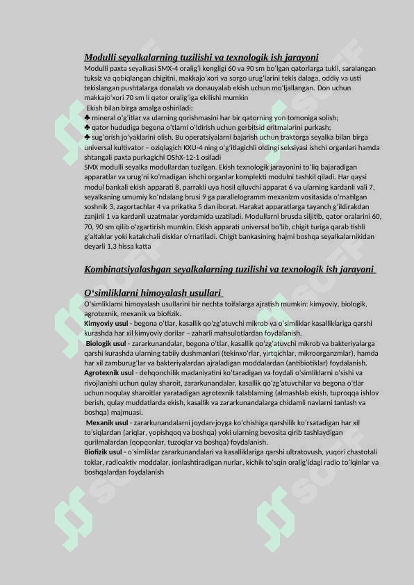 Qishloq xo'jaligi mashinalari testlar javoblari 4