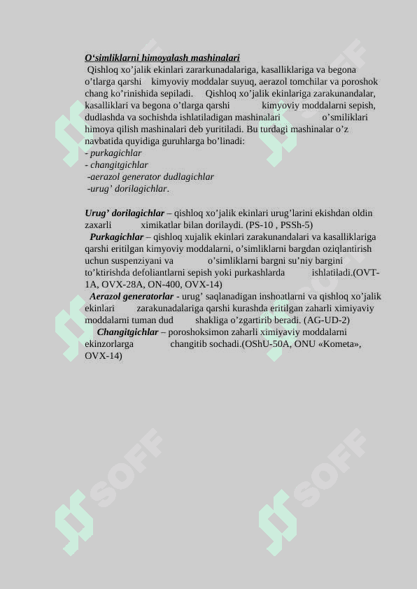 Qishloq xo'jaligi mashinalari testlar javoblari 5